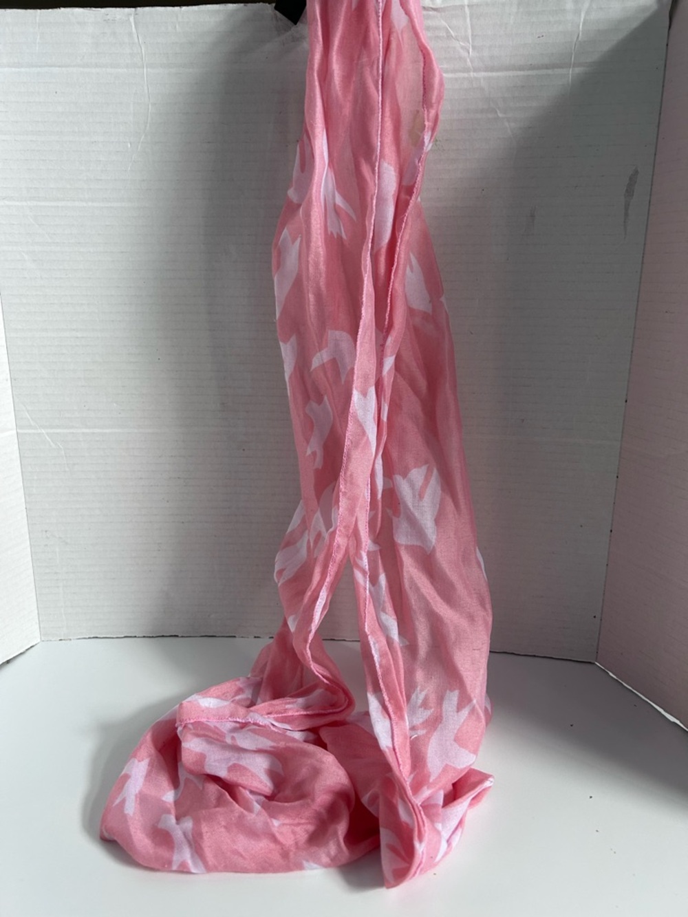 Pink White Patterned Lightweight infinity Scarf